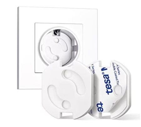 Set 20 protectii priza cu adeziv, CEDA HOME®, anti curentare bebelusi, copii, cu mecanism de rasucire, Alb