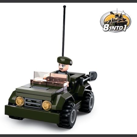 Set construcție Sluban Armata, Jeep Militar M38-B0587F, 83 piese