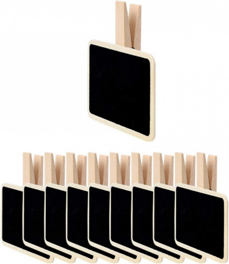 Set de 10 table cu clips ‎Sourcing map, lemn, negru, 7 x 5 cm - Img 1