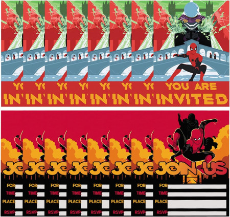 Set de 12 invitatii pentru ziua de nastere cu Spider-man Miotlsy, hartie, multicolor, 17,8 x 12,7 cm