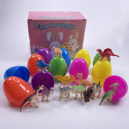 Set de 12 oua de Paste cu dinozaur LANZI, plastic, multicolor