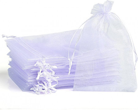 Set de 120 saculeti pentru marturii NALER, textil, alb, 9 x 7 cm - Img 1