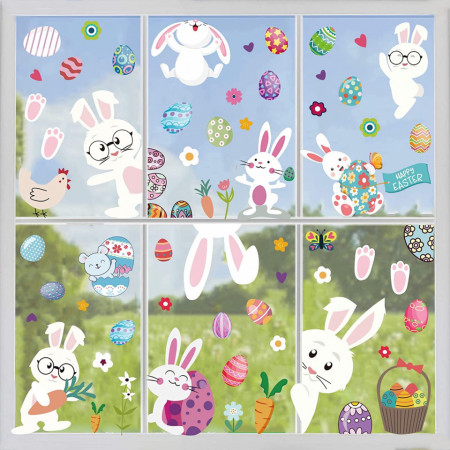 Set de 126 stickere pentru fereastra Aiweomi, PVC, multicolor