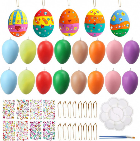 Set de 16 oua pentru Paste cu accesorii pentru decor Lamek, plastic, multicolor, 6,5 x 4,1 cm - Img 1