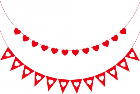 Set de 2 bannere cu inimi pentru Valentine&#039;s Day Qpout, rosu, pasla - Img 1