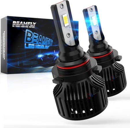 Set de 2 becuri HB3 Beamfly, aluminiu/plastic, negru, 12V, 6000k