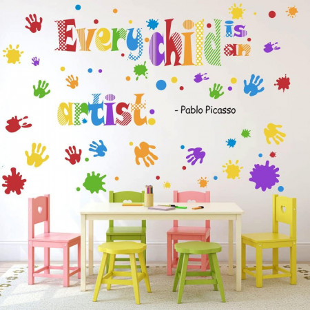 Set de 2 coli cu autocolante de perete pentru copii Arquiel, vinil, multicolor, 30 cm x 90 cm