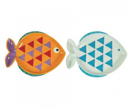 Set de 2 farfurii Caraibe, ceramica, multicolor, 21,9 x 16,2 x 2,4 cm - Img 1