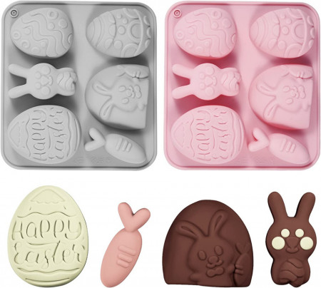 Set de 2 forme pentru prajituri COLEESON, model Paste, silicon, gri/roz
