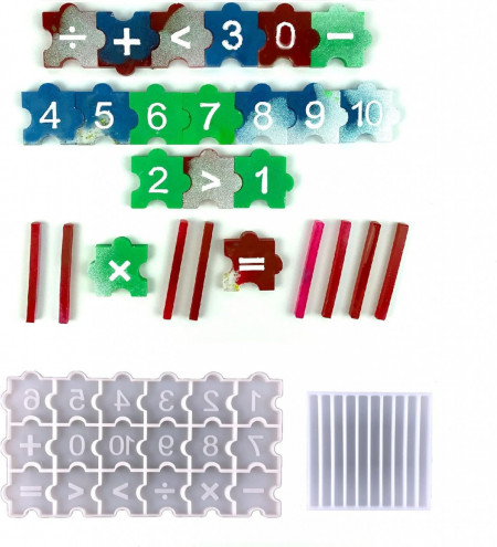 Set de 2 matrite pentru cifre si semne Coolon, silicon, alb, 20,3 x 10,5 cm / 6,5 x 6,9 cm - Img 1