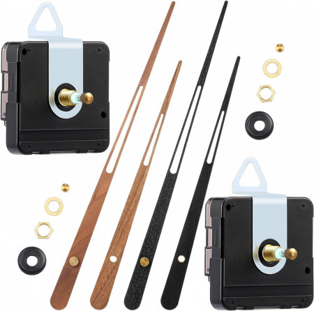 Set de 2 mecanisme pentru ceas Jadive, lemn/ABS, negru/maro - Img 1