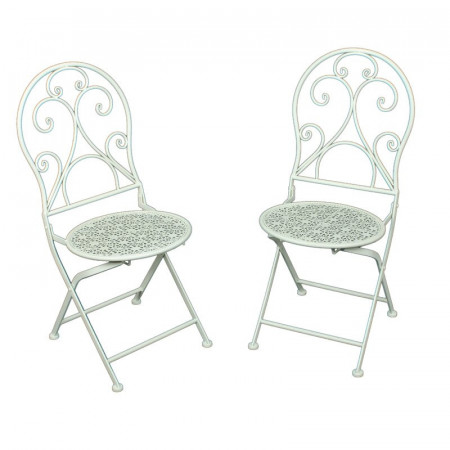 Set de 2 scaune de gradina Goddard, metal, alb, 93 x 40 x 40 cm - Img 1