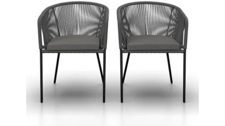 Set de 2 scaune de grădină Victor NEGRU metal/textil