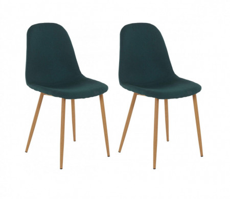 Set de 2 scaune Miller, tesatura/metal/decor stejar, verde inchis, 44x52x87 cm - Img 1