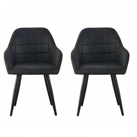 Set de 2 scaune tapitate Aliauna, catifea/metal, negru, 82 x 57 x 59 cm