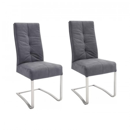 Set de 2 scaune tapitate Celine, poliester/metal, gri/argintiu, 102 x 45 x 63 cm