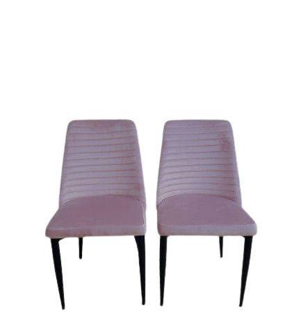 Set de 2 scaune tapitate Otto, catifea/ lemn, lila prafuit/ negru, 88 x 48 x 44 cm - Img 1