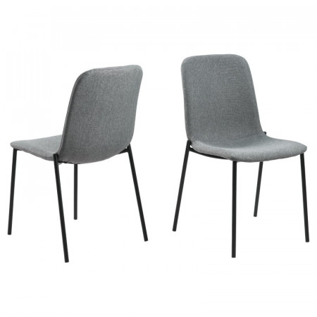 Set de 2 scaune tapitate Regionalda, gri deschis/negru, 86 x 45,5 x 55,5 cm - Img 1