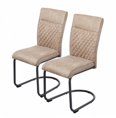 Set de 2 scaune Tendu microfibra/metal, bej, 44 x 96 x 57 cm - Img 1