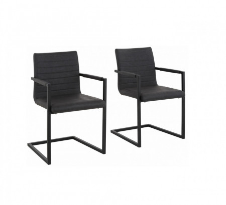 Set de 2 scaune tip fotoliu Sabine piele sintetica/metal, gri, 54 x 59 x 87 cm - Img 1