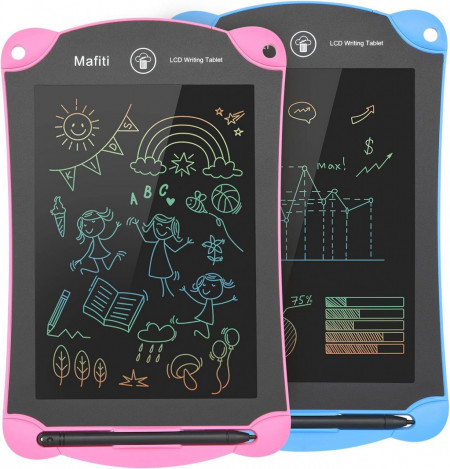 Set de 2 tablete pentru scris/desenat Mafiti, LCD, plastic, negru/roz/albastru, 8,5 inchi