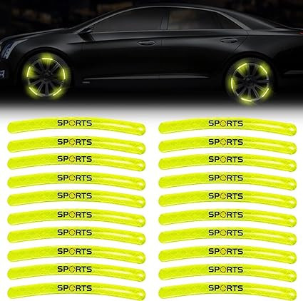 Set de 20 autocolante reflectorizante de avertizare pentru mașina, autoadeziv, PET, efect reflectorizant, 9x0.7cm