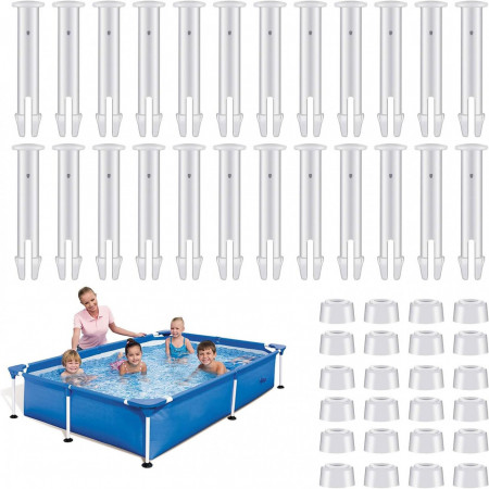 Set de 24 accesorii pentru piscina Sunshine Smile, plastic, alb, 2 x 6 cm