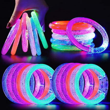 Set de 24 bratari luminoase pentru petrecere EOGRFW, LED, baterii, plastic, multicolor, 7,6 x 1,3 cm