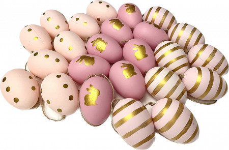 Set de 24 oua pentru Paste Khevga, plastic, multicolor, 6 cm - Img 1