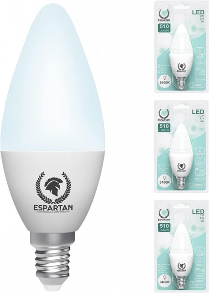 Set de 3 becuri Espartan, LED, metal/sticla, alb rece, 10 x 3,7 cm, 6 W