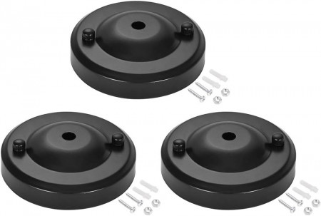 Set de 3 capace pentru becuri Sourcing Map, plastic/metal, negru/argintiu, 104 x 30 mm