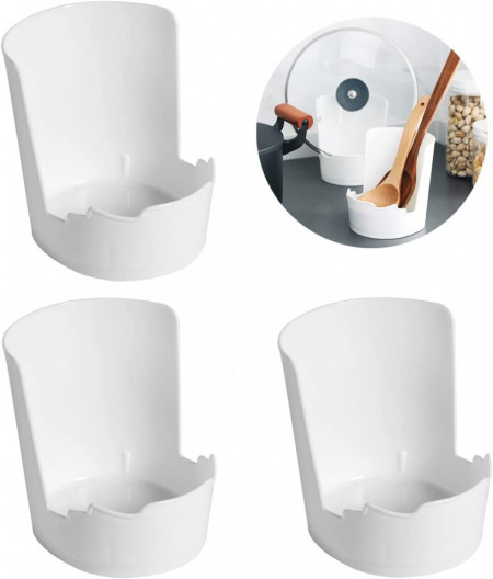 Set de 3 suporturi pentru capace SIMIN, plastic, alb, 11,8 x 13 x 12,6 cm