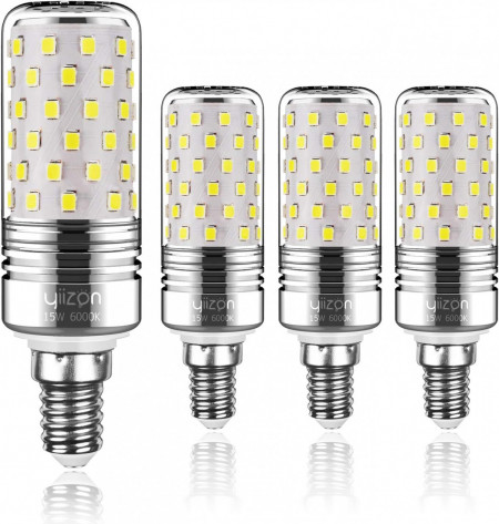 Set de 4 becuri Yiizon, LED, metal/plastic, alb rece, 32 x 104 mm, 15W