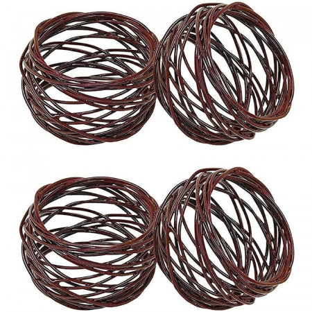 Set de 4 inele pentru servetele India, metal, maro inchis, 2,5 x 6,3 cm
