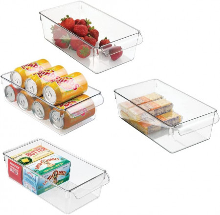Set de 4 organizatoare pentru frigider mDesign, plastic, transparent, 15,2 x 29,2 x 8,9 cm - Img 1