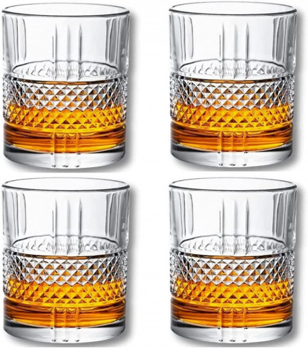 Set de 4 pahare de whisky SkySnow, sticla, transparent, 9,5 X 8 cm, 310 ml