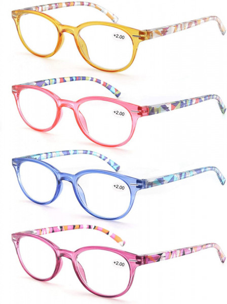 Set de 4 perechi ochelari de citit Modfans, pentru dama, cu dioptrii 1.25, plastic, multicolor