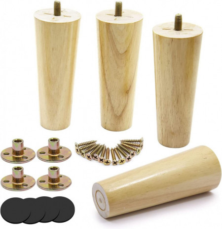 Set de 4 picioare pentru mobilier cu accesorii de montare ToPicks, lemn/metal, stejar, 12,7 x 3,5 x 5 cm