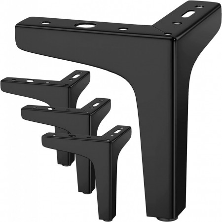 Set de 4 picioare pentru mobilier LATRAT, metal, negru, 10 x 10 x 13 cm