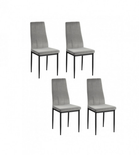 Set de 4 scaune Kelly - piele sintetica/metal, gri - Img 1