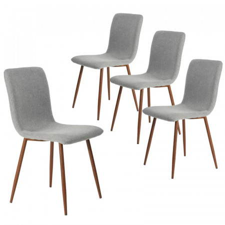 Set de 4 scaune tapitate Guffey, lemn masiv/metal/bumbac, gri/maro, 45 x 42 x 88,5 cm