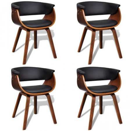 Set de 4 scaune, tapitate, maro/negru, 72 x 59,5 x 51 cm - Img 1