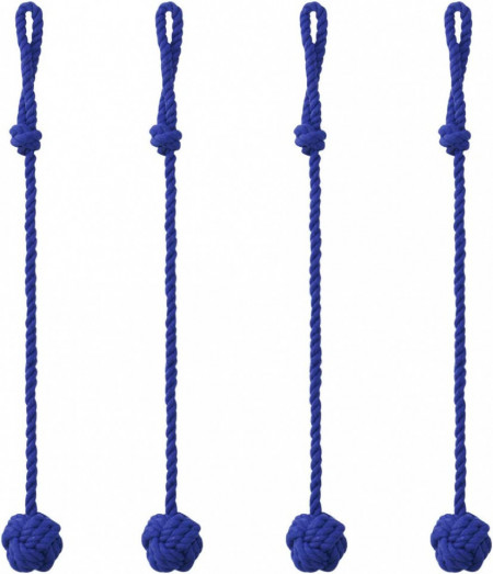 Set de 4 snururi cu ciucuri pentru cortina ‎Sourcing map, bumbac, albastru, 61 cm - Img 1