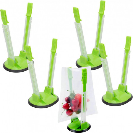 Set de 4 suporturi pentru pungi Sylbx, plastic, verde/transparent, 9 x 27 x 12 cm