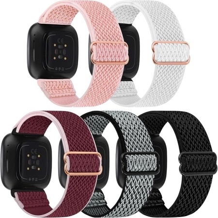 Set de 5 curele pentru Fitbit Versa 3/Fitbit Sense GrTrees, nailon/metal, multicolor, 11,4-24 cm