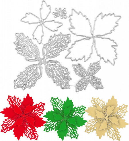 Set de 5 flori de Craciun Naler, metal, multicolor, 10 x 10 cm - Img 1