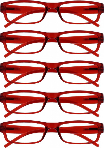 Set de 5 perechi de ochelari pentru citit Opulize, rosu, +1.00