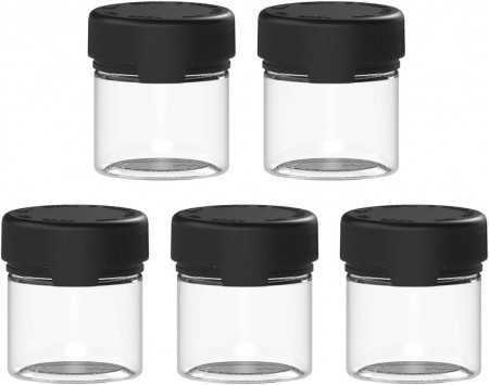 Set de 5 recipiente cu capac Copackr, plastic, transparent/negru, 30 ml