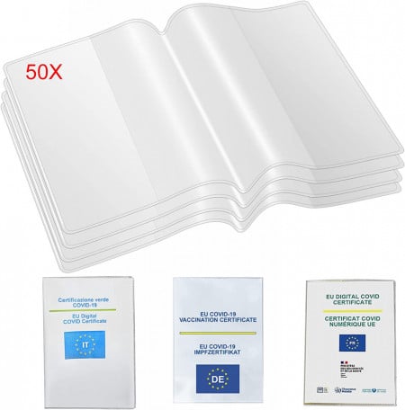 Set de 50 coperti pentru pasaport/carnet Mizijia, PVC, transparent, 154 X 110 mm