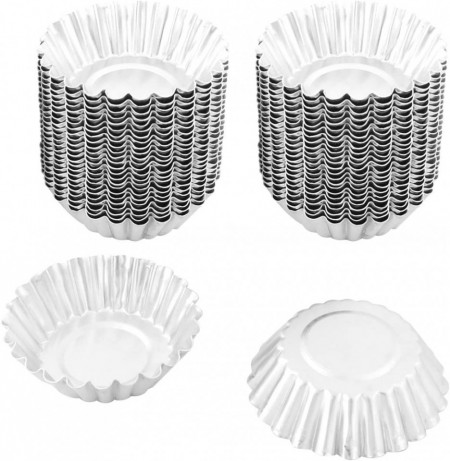 Set de 50 forme pentru briose Sourcingmap, aliaj de aluminiu, argintiu, 7 x 2 cm - Img 1